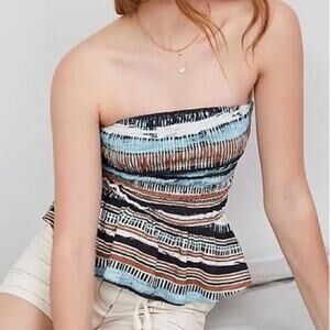 Anthropologie Porridge Smocked Peplum Tube Top Size Small